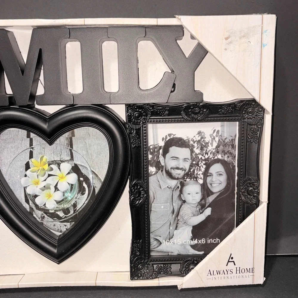Always Home International Black Family Wall Collage Frame 3 Openings 16.5x10in